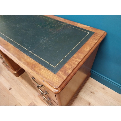 287 - Good quality Victorian mahogany pedestal desk with inset leather top and brass handles {73 cm H x 12... 