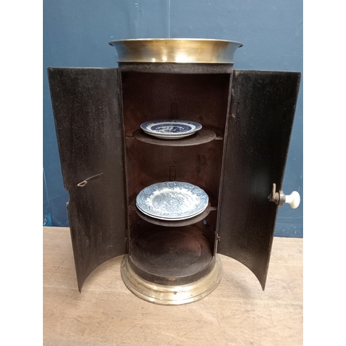 29 - 19th C. plate warmer with brass top and base.