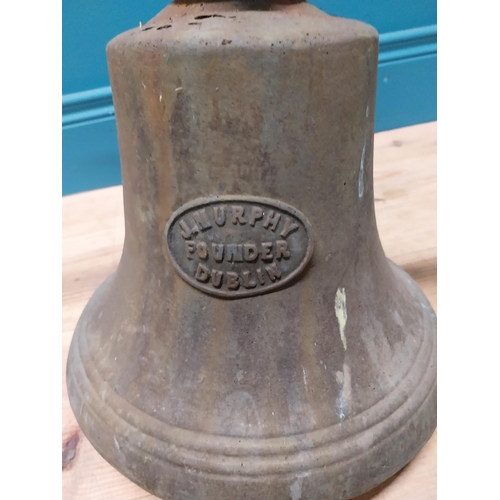 315 - Early 19th C. bronze bell by J Murphy of Dublin with original wrought iron bracket {36 cm H x 50 cm ... 