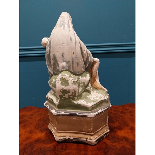 322 - Painted plaster statue of our Lady and Lord {40 cm H x 23 cm W x 20 cm D}.