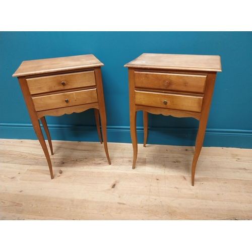 341 - Pair of early 20th C. cherrywood bedside lockers with two drawers in the frieze raised on cabriole l... 