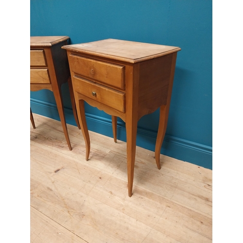 341 - Pair of early 20th C. cherrywood bedside lockers with two drawers in the frieze raised on cabriole l... 