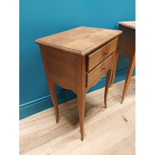 341 - Pair of early 20th C. cherrywood bedside lockers with two drawers in the frieze raised on cabriole l... 