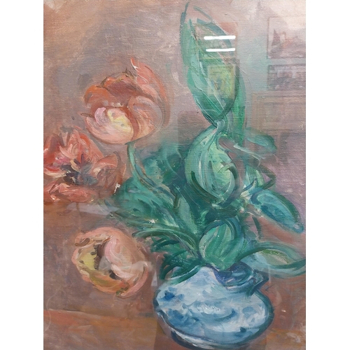 344 - Stella Steyn 'Poppies' oil on canvas provenance Stella Steyn studio sale mounted in frame {55 cm H x... 