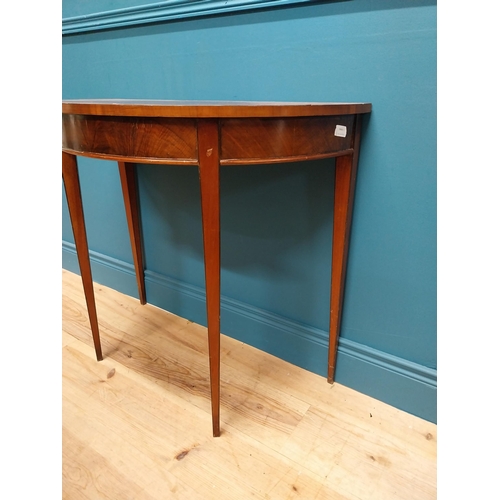 346 - 20th C. burr walnut demi-lune side table raised on square tapered legs in the Georgian style {76 cm ... 