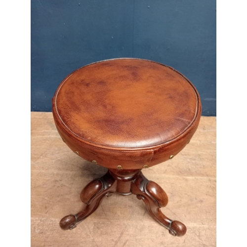 348 - Victorian mahogany revolving piano stool {H 50cm x Dia 42cm }.