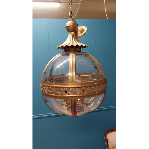 360 - Exceptional quality brass hall globe lantern in the Georgian style {70 cm H x 45 cm Dia.}.