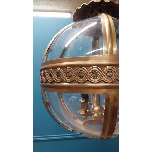 360 - Exceptional quality brass hall globe lantern in the Georgian style {70 cm H x 45 cm Dia.}.