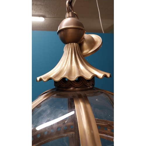 360 - Exceptional quality brass hall globe lantern in the Georgian style {70 cm H x 45 cm Dia.}.