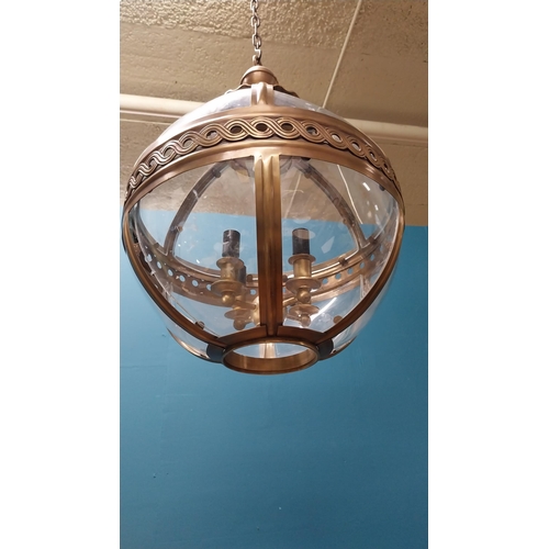 360 - Exceptional quality brass hall globe lantern in the Georgian style {70 cm H x 45 cm Dia.}.