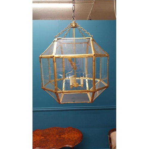 362 - Good quality gilded metal hall lantern {60 cm H x 48 cm W x 48 cm D}.