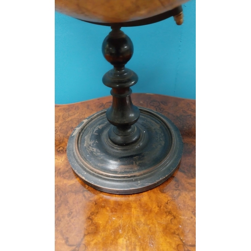 366 - 19th C. world globe on ebonised stand {60 cm H x 38 cm Dia.}.