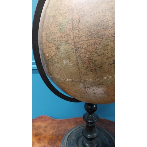 366 - 19th C. world globe on ebonised stand {60 cm H x 38 cm Dia.}.