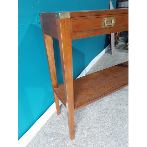 378 - Exceptional quality teak consul table with two drawers in the frieze on square tapered legs in the c... 