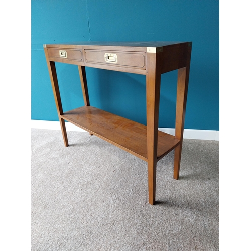 378 - Exceptional quality teak consul table with two drawers in the frieze on square tapered legs in the c... 