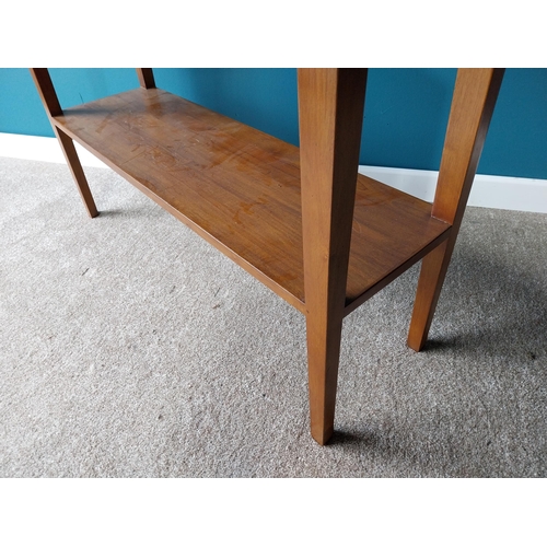 378 - Exceptional quality teak consul table with two drawers in the frieze on square tapered legs in the c... 