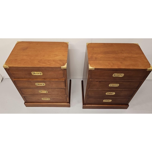 38 - Pair of exceptional quality walnut lockers with four drawers, brass mounts and brass handles in the ... 