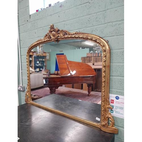 385 - Good quality giltwood overmantle mirror in the Victorian style {104 cm H x 140 cm W}.