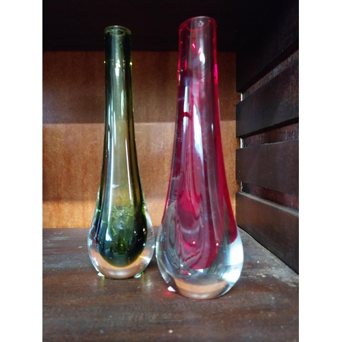 396A - Four glass vases {20 cm H, 19 cm H, 16 cm H and 14 cm H}.