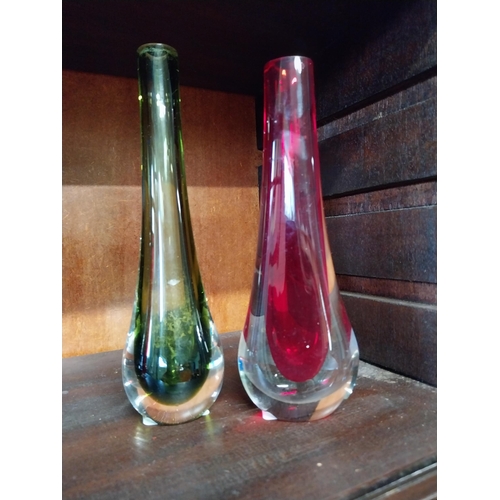 396A - Four glass vases {20 cm H, 19 cm H, 16 cm H and 14 cm H}.