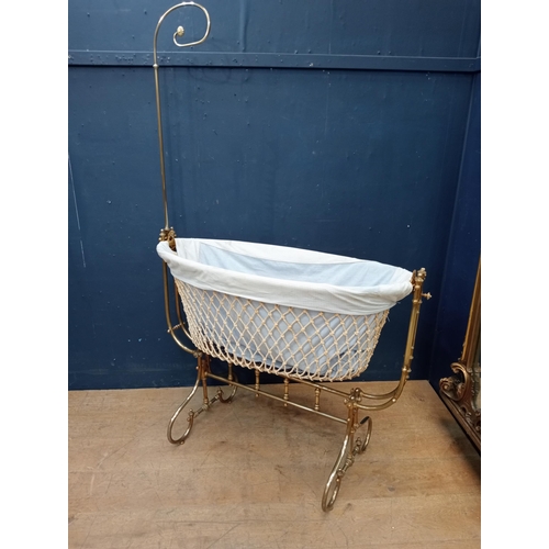 399 - Rare 19th C. brass swinging rocking crib  {H 172cm x W 110cm x D 53cm }.