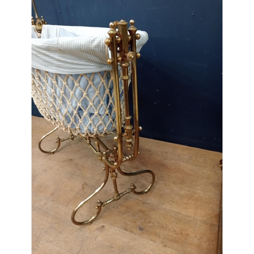 399 - Rare 19th C. brass swinging rocking crib  {H 172cm x W 110cm x D 53cm }.