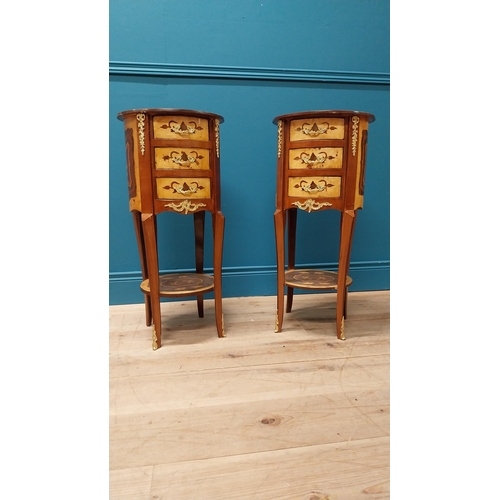 40 - Pair of French kingwood beside cabinets with ormolu mounts raised on cabriole legs {74 cm H x 34 cm ... 