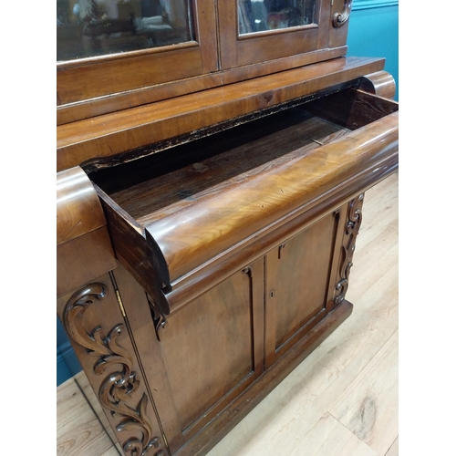 407 - William IV carved mahogany bookcase of neat proportions with two glazed doors over singe drawer over... 