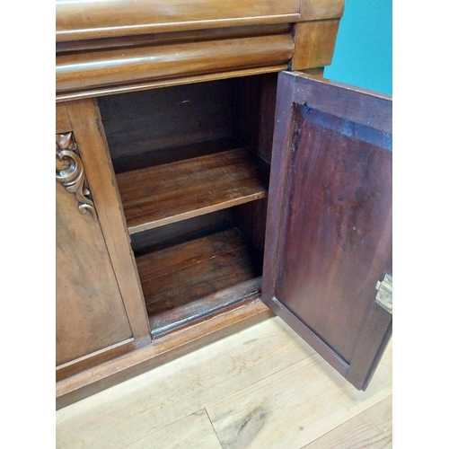 407 - William IV carved mahogany bookcase of neat proportions with two glazed doors over singe drawer over... 