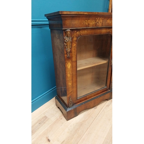 41 - 19th C. French walnut and satinwood inlaid pier cabinet with single glazed door and ormolu mounts {1... 