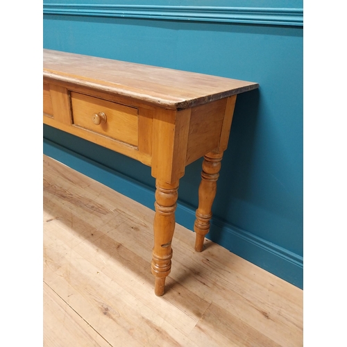 411 - Good quality 19th C. pine server with five drawers in the frieze raised on turned legs {79 cm H x 24... 