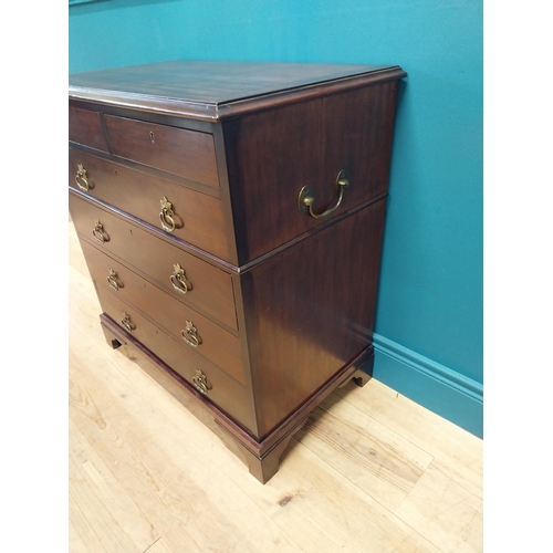 417 - Edwardian mahogany chest of drawers with two short drawers above four graduated drawers and brass ha... 