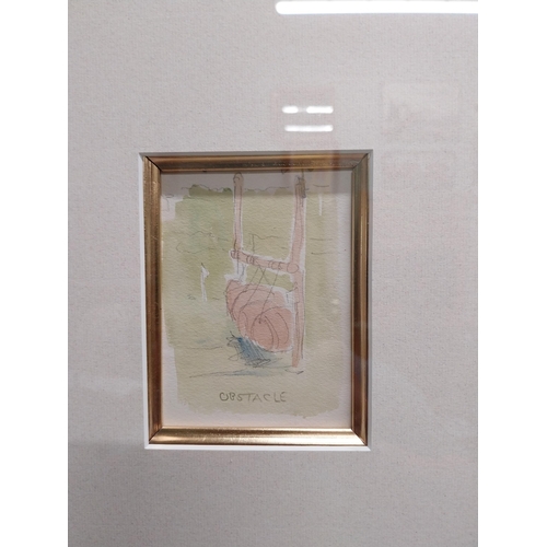 424 - Jack B Yeats Obstacles watercolour and pencil from the Yeats family collection mounted in frame {11 ... 