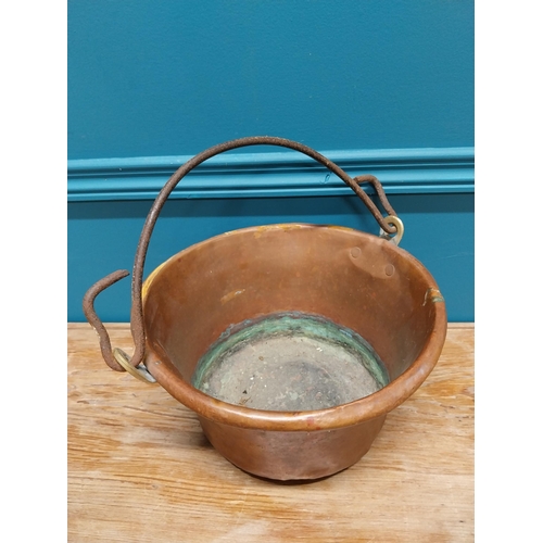 426 - Early 20th C. copper preserving pan with wrought iron handle {32 cm H x 32 cm W x 30 cm D}.