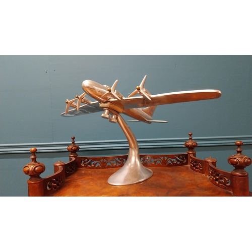 46 - Early 20th C. chrome desk model of a plane {30 cm H x 60 cm W x 36 cm D}.