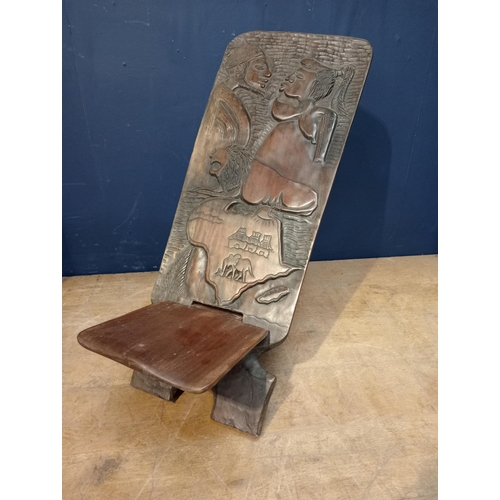 59 - African handmade wooden birthing chair {H 90cm x W 43cm x D 90cm }.