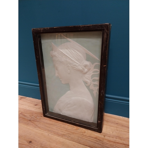 64 - 19th C. Grand Tour plaster relief mounted in ebonised pine frame {58 cm H x 42 cm W x 8 cm D}.