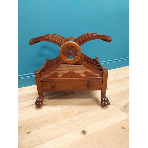 67 - Good quality William IV mahogany Canterbury raised on lions paw feet {56 cm H x 58 cm W x 40 D}.