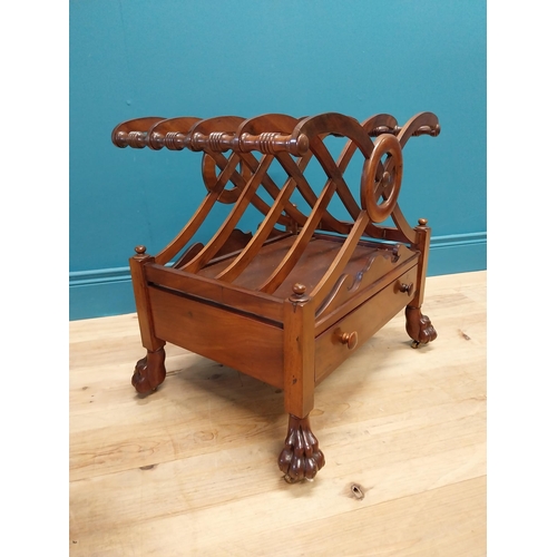 67 - Good quality William IV mahogany Canterbury raised on lions paw feet {56 cm H x 58 cm W x 40 D}.