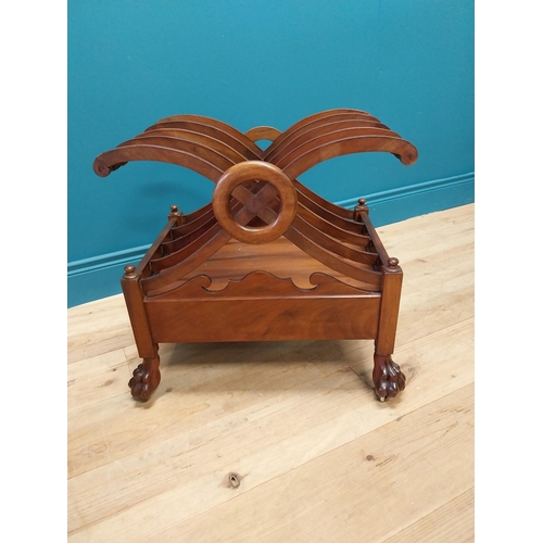 67 - Good quality William IV mahogany Canterbury raised on lions paw feet {56 cm H x 58 cm W x 40 D}.