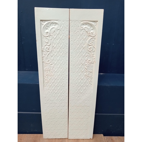 683A - Pair of glazed ceramic wall tiles {H 113cm x W 47cm x D 4cm }.