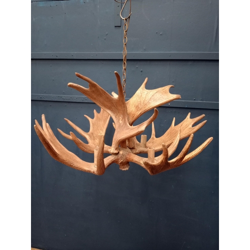 69 - Antler moose four light chandelier  {H 80cm x Dia 95cm }.