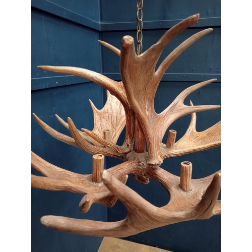 69 - Antler moose four light chandelier  {H 80cm x Dia 95cm }.