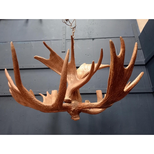 69 - Antler moose four light chandelier  {H 80cm x Dia 95cm }.