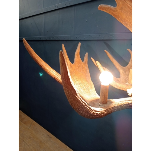 69 - Antler moose four light chandelier  {H 80cm x Dia 95cm }.