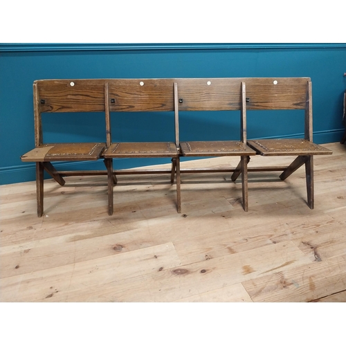 7 - Early 20th C. oak folding bench {83 cm H x 185 cm W x 70 cm D}.