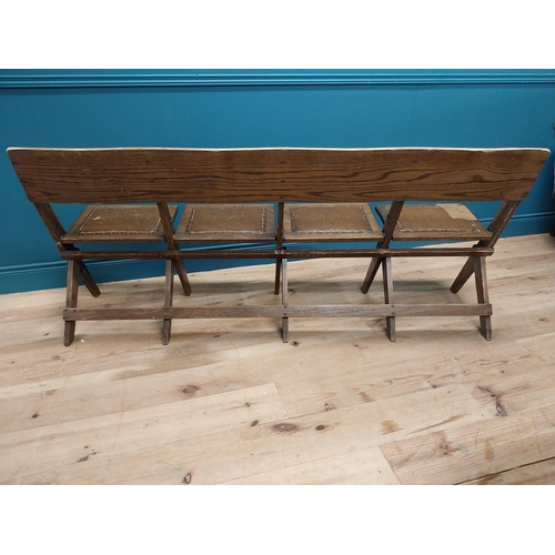 7 - Early 20th C. oak folding bench {83 cm H x 185 cm W x 70 cm D}.