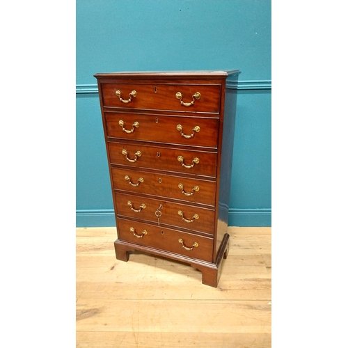 70 - Good quality Irish Georgian mahogany bureau chest of drawers with fitted interior raised on bracket ... 