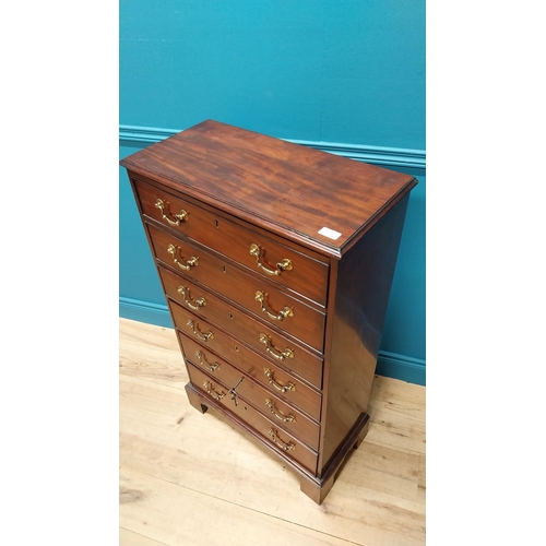 70 - Good quality Irish Georgian mahogany bureau chest of drawers with fitted interior raised on bracket ... 