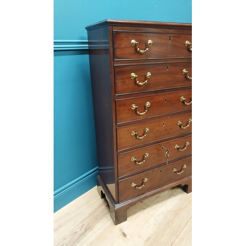 70 - Good quality Irish Georgian mahogany bureau chest of drawers with fitted interior raised on bracket ... 